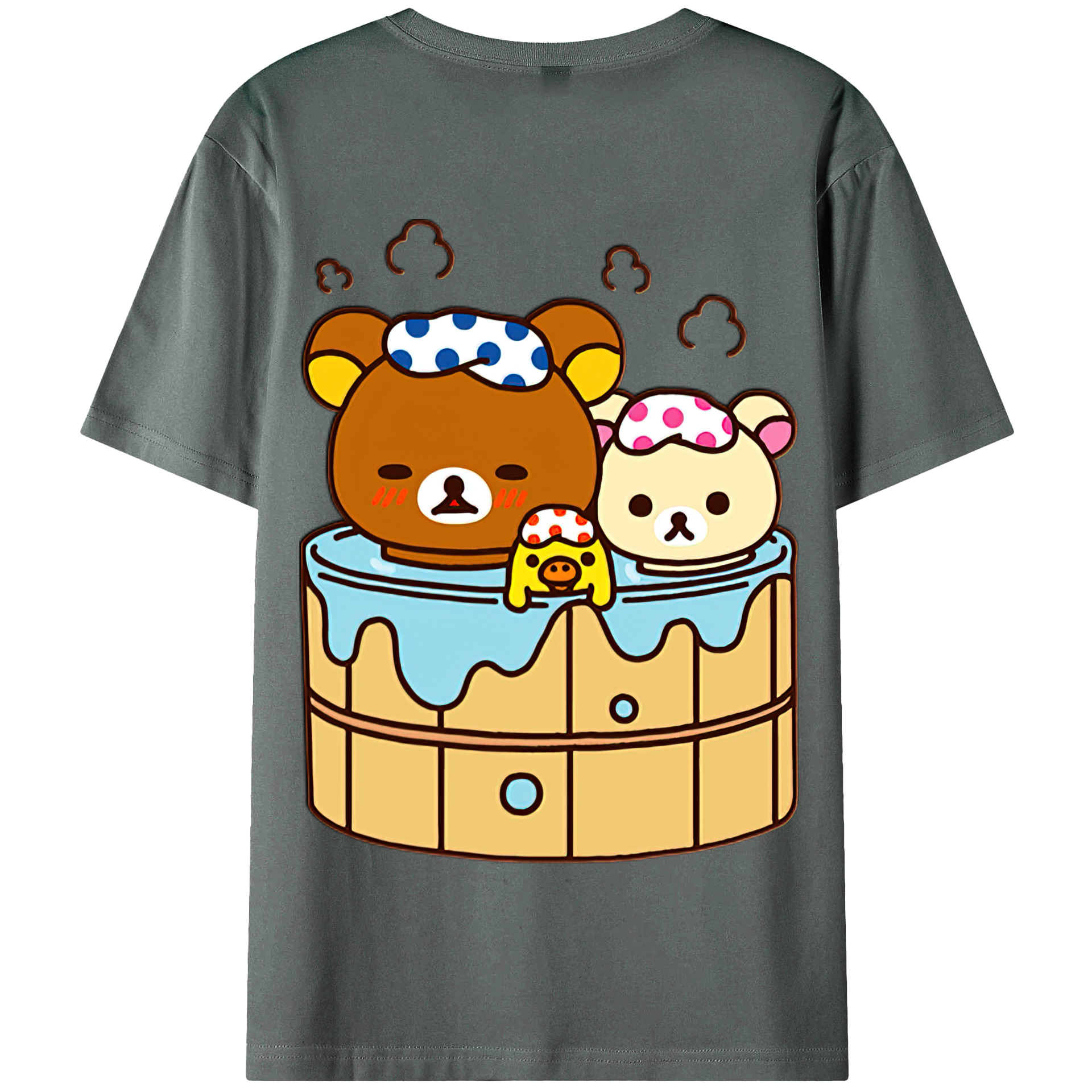 （画像用） リラックマ リラックマ キイロイトリ Rilakkuma Korilakkuma Kiiroitori 綿100％半袖Tシャツ（背面プリント）